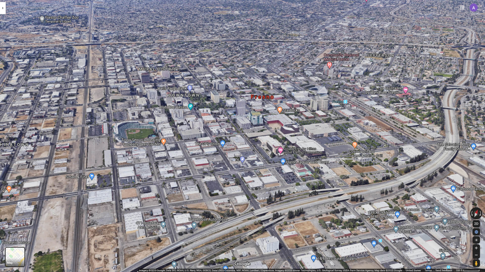 Fresno Downtown Map California